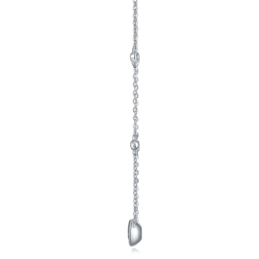 Silver-Tone Bezel Set Round Stone Necklace - View 2 - Smonu