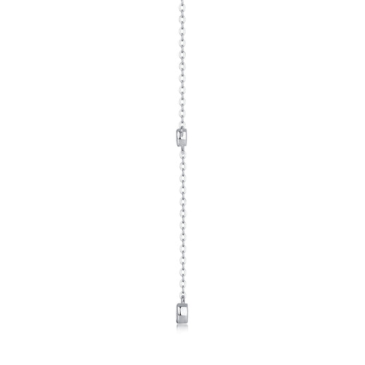 Silver-Tone Lariat Necklace with Round Stones - View 2 - Smonu
