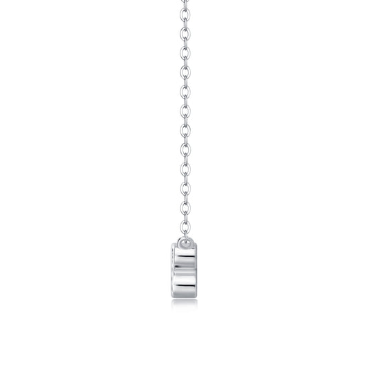 Silver-Tone Bezel Setting Necklace - View 2 - Smonu