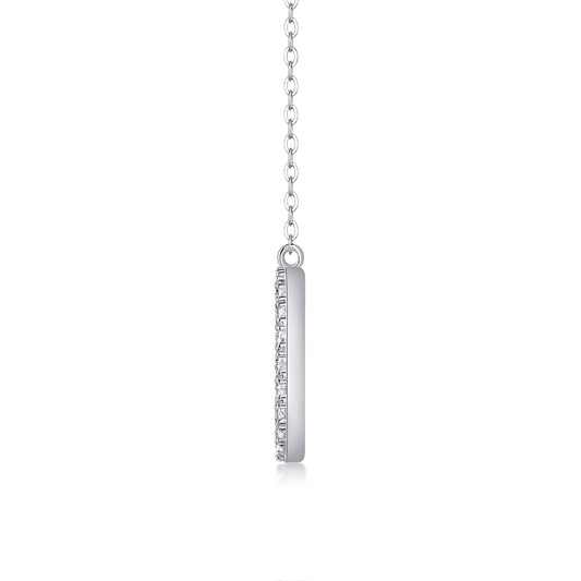Silver-Tone Circular and Bar Pendant Necklace - View 2 - Smonu