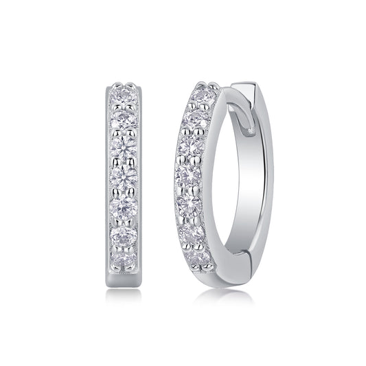 Silver-Tone Pavé Small Hoop Earrings - View 2 - Smonu