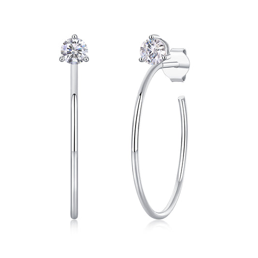 Silver-Tone Round Stud Earrings - View 2 - Smonu