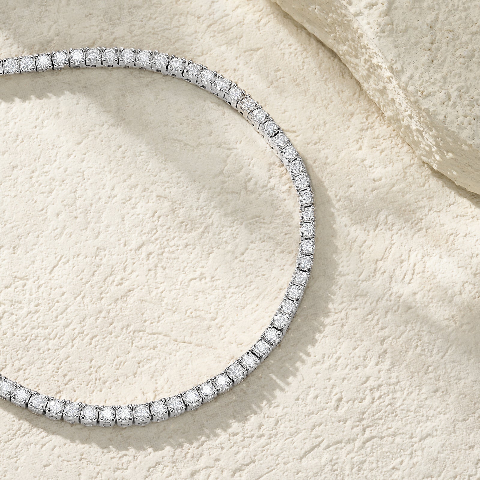 Silver-Tone Tennis Necklace with Round Stones - View 3 - Smonu