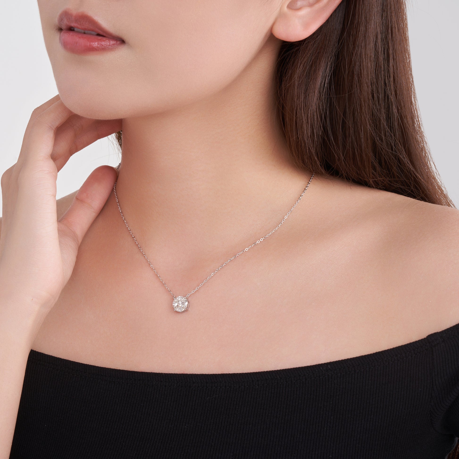 Silver-Tone Minimalist Necklace with Round Pendant - View 1 - Smonu