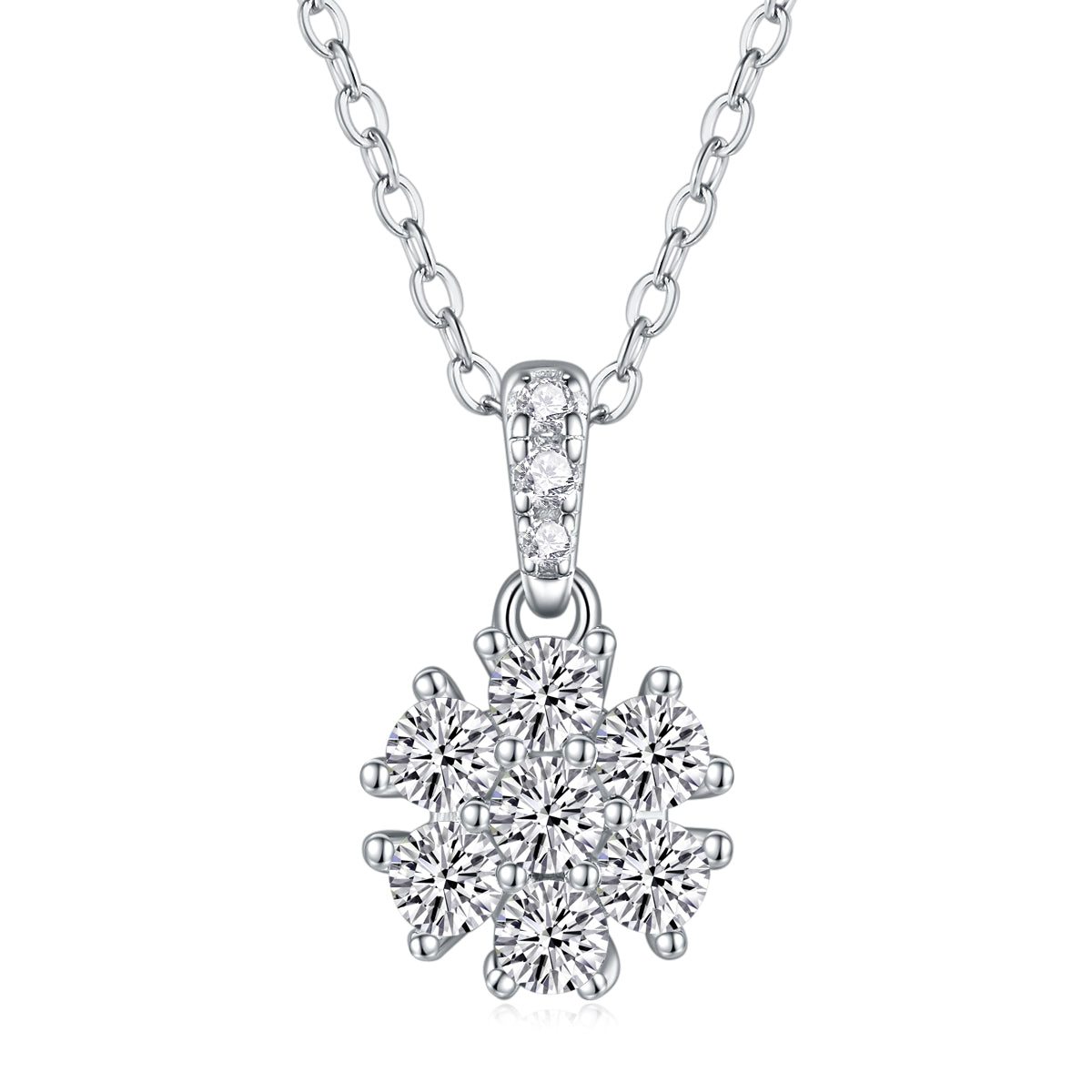 Silver-Tone Cluster Pendant with Clear Stones - View 1 - Smonu