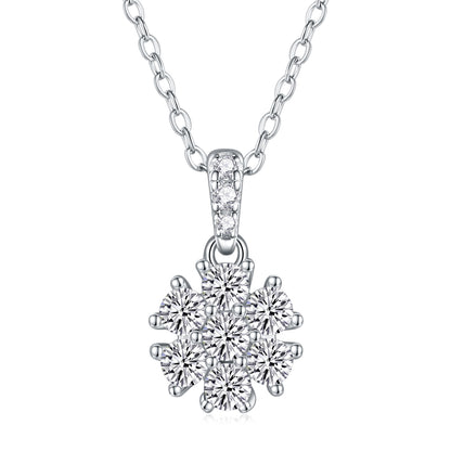 Silver-Tone Cluster Pendant with Clear Stones - View 1 - Smonu