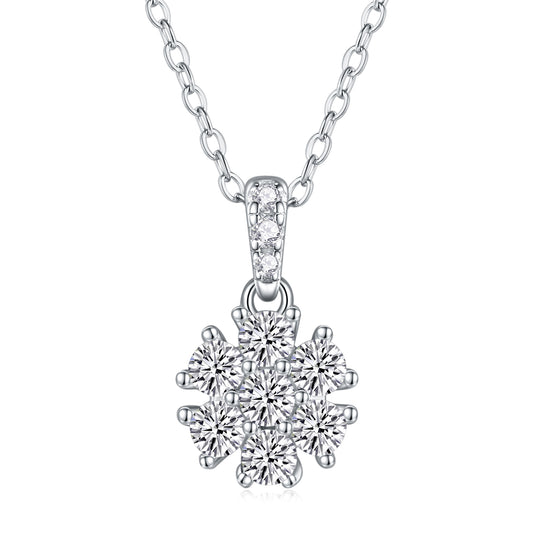Silver-Tone Cluster Pendant with Clear Stones - View 1 - Smonu