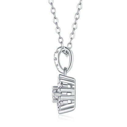 Silver-Tone Cluster Pendant with Clear Stones - View 2 - Smonu