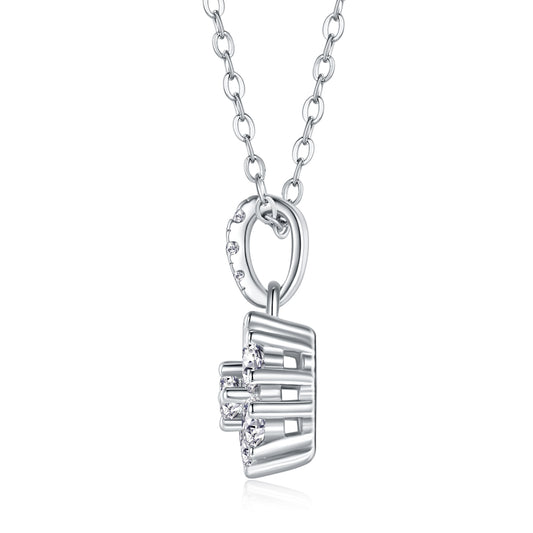 Silver-Tone Cluster Pendant with Clear Stones - View 2 - Smonu