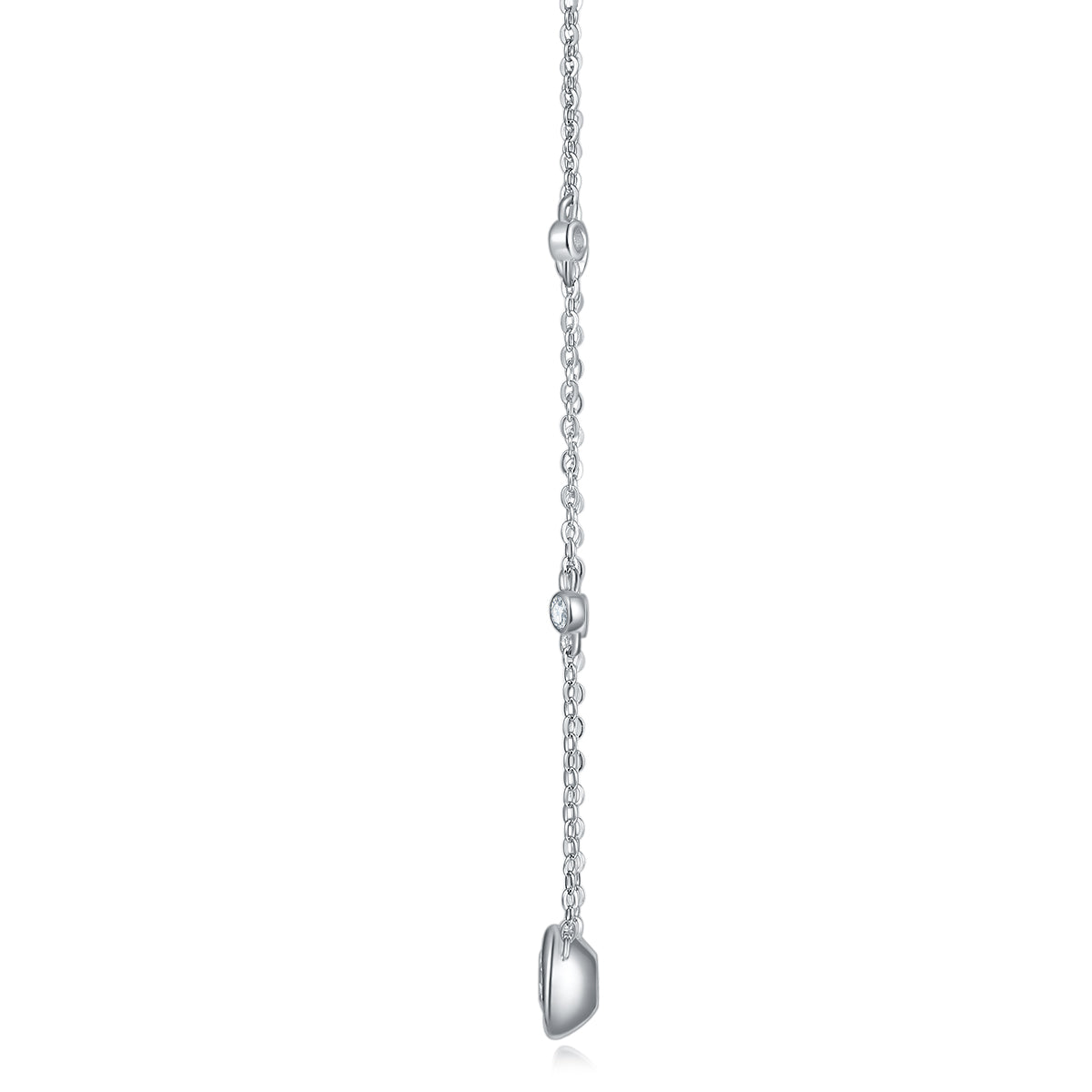Silver-Tone Bezel Set Round Stone Necklace - View 2 - Smonu