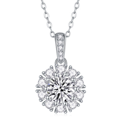 Silver-Tone Floral Halo Pendant - View 1 - Smonu
