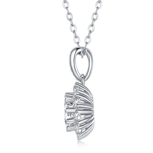 Silver-Tone Floral Halo Pendant - View 2 - Smonu