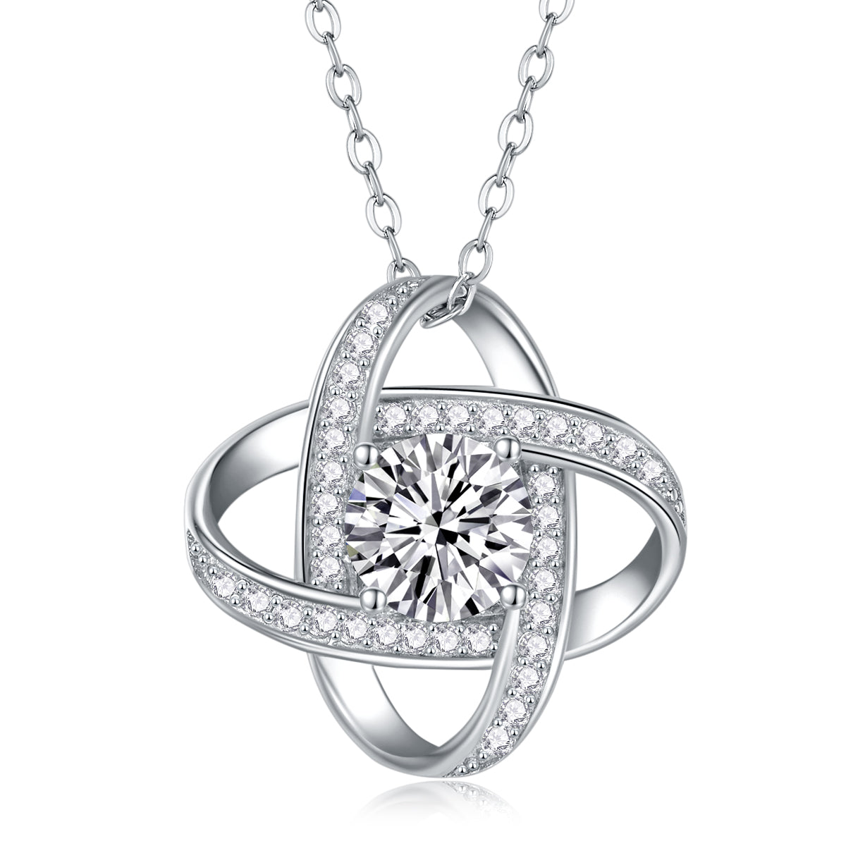 Silver-Tone Interlocking Knot Infinity Pendant - View 1 - Smonu