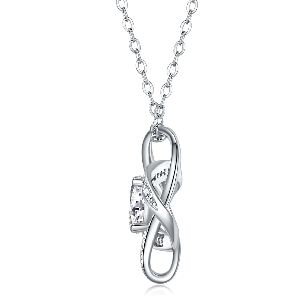 Silver-Tone Interlocking Knot Infinity Pendant - View 2 - Smonu