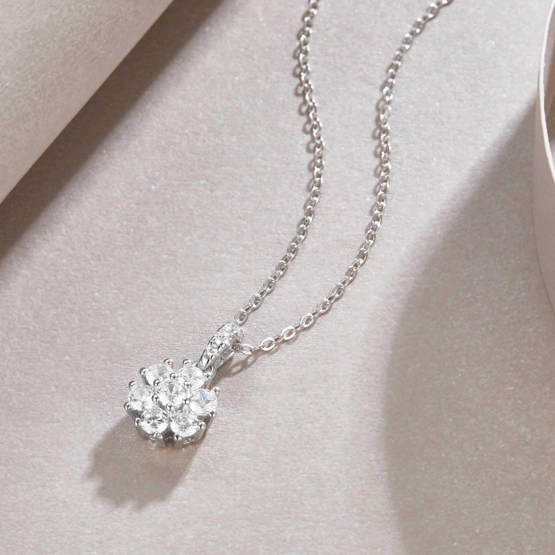 Silver-Tone Cluster Pendant with Clear Stones - View 3 - Smonu