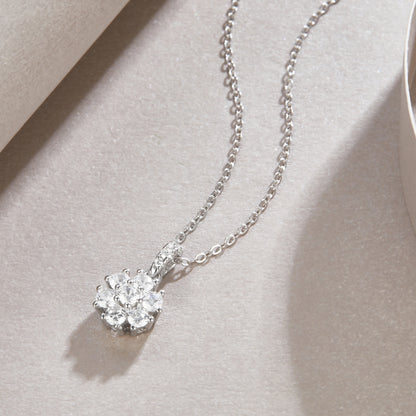 Silver-Tone Cluster Pendant with Clear Stones - View 3 - Smonu