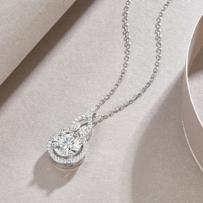 Silver-Tone Round Stone Pendant Necklace - View 3 - Smonu