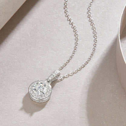 Silver-Tone Halo Pendant Necklace - View 3 - Smonu