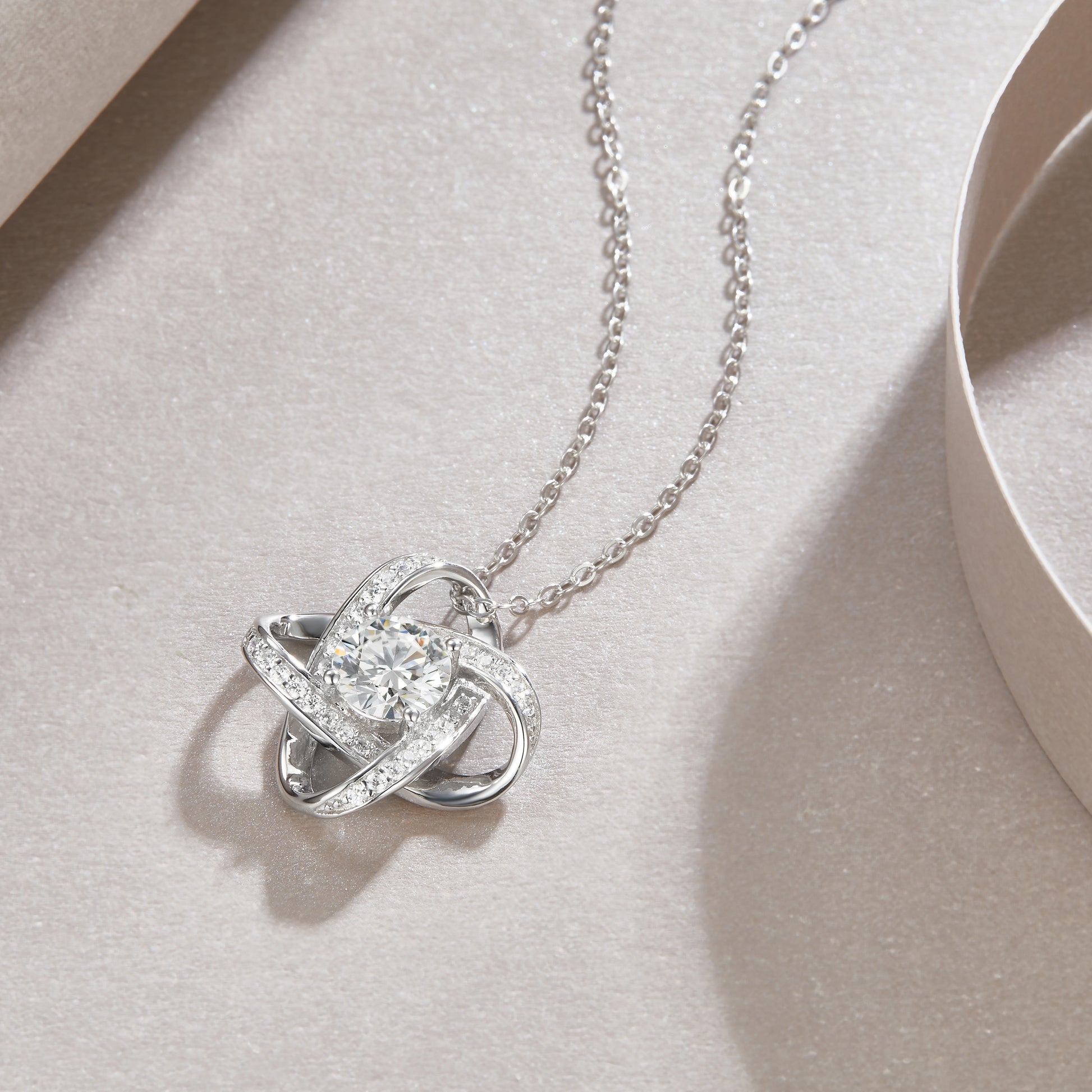 Silver-Tone Interlocking Knot Infinity Pendant - View 3 - Smonu