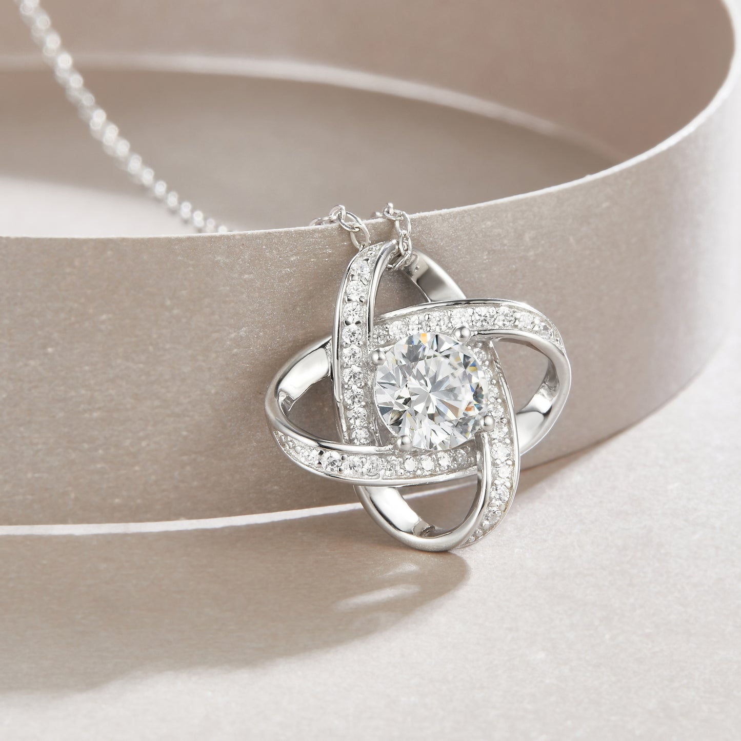Silver-Tone Interlocking Knot Infinity Pendant - View 4 - Smonu