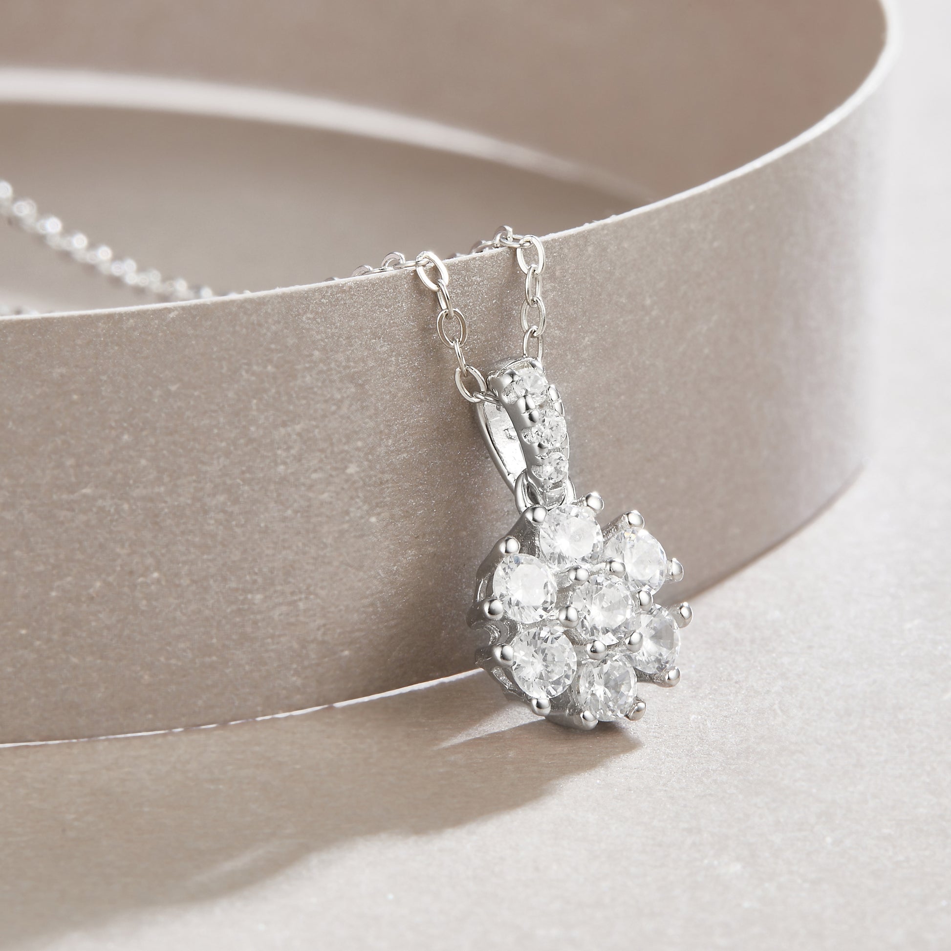 Silver-Tone Cluster Pendant with Clear Stones - View 4 - Smonu