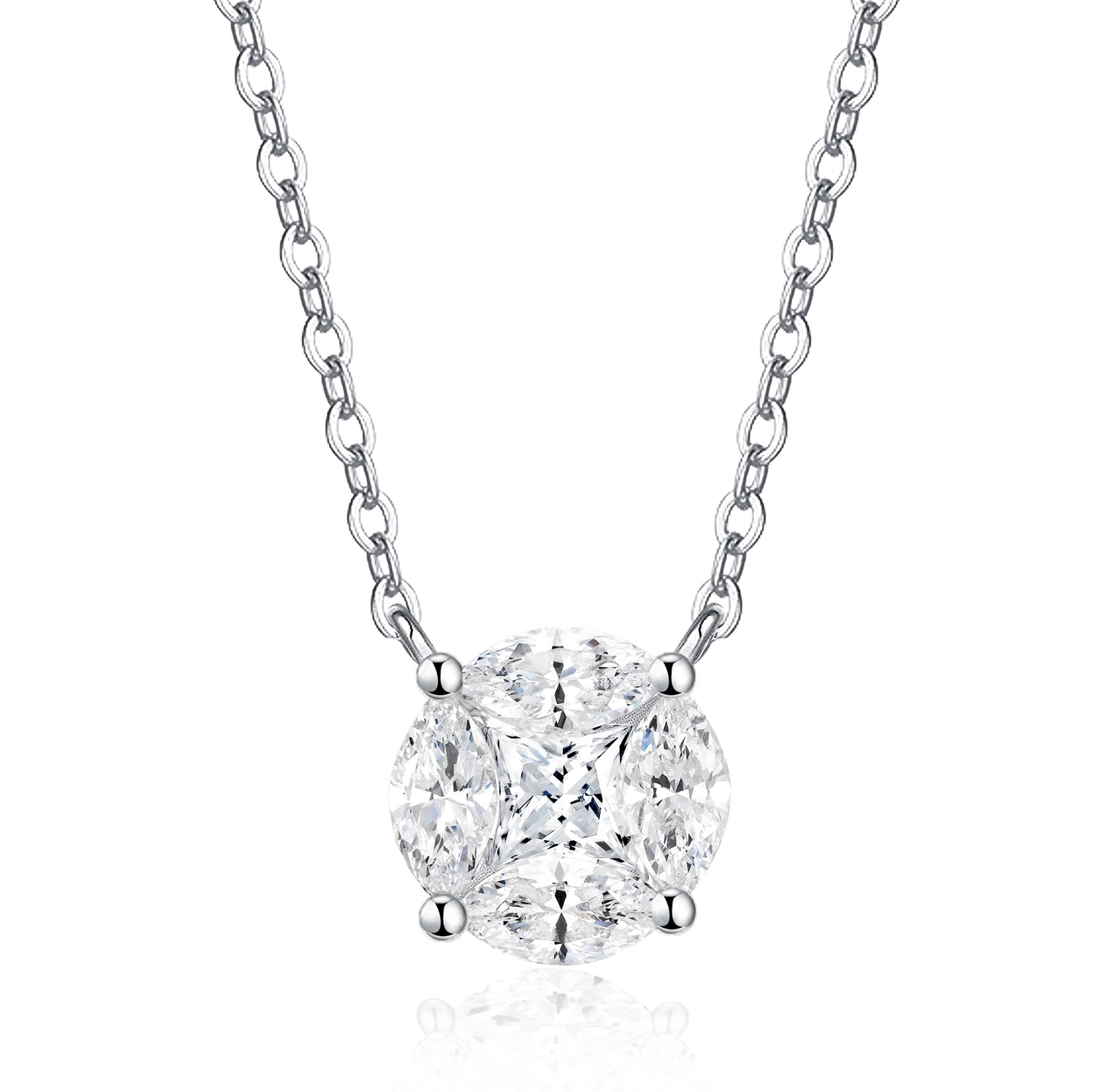 Silver-Tone Minimalist Necklace with Round Pendant - View 5 - Smonu