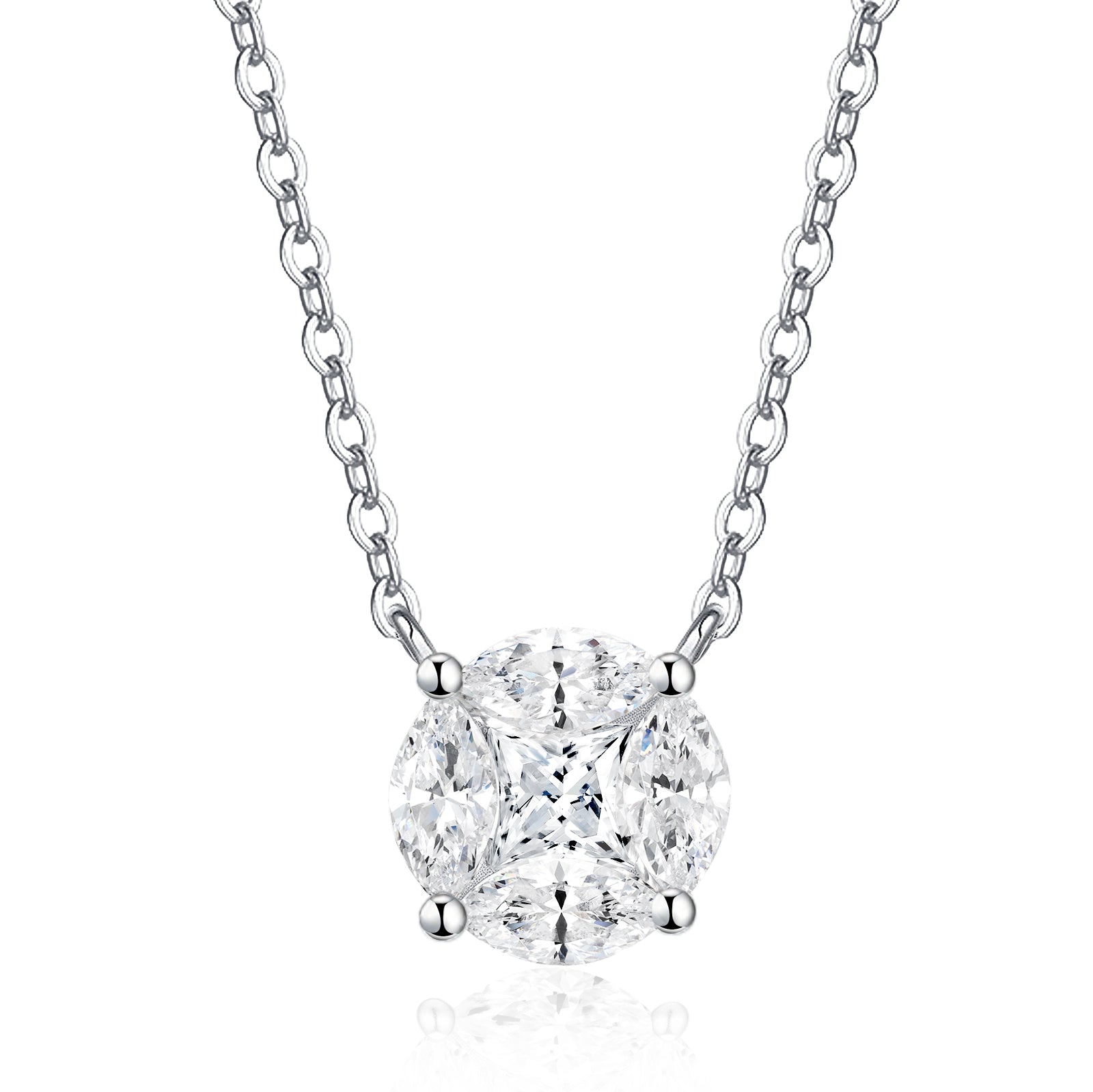 Silver-Tone Minimalist Necklace with Round Pendant - View 5 - Smonu