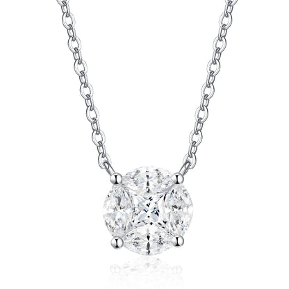 Silver-Tone Minimalist Necklace with Round Pendant - View 5 - Smonu