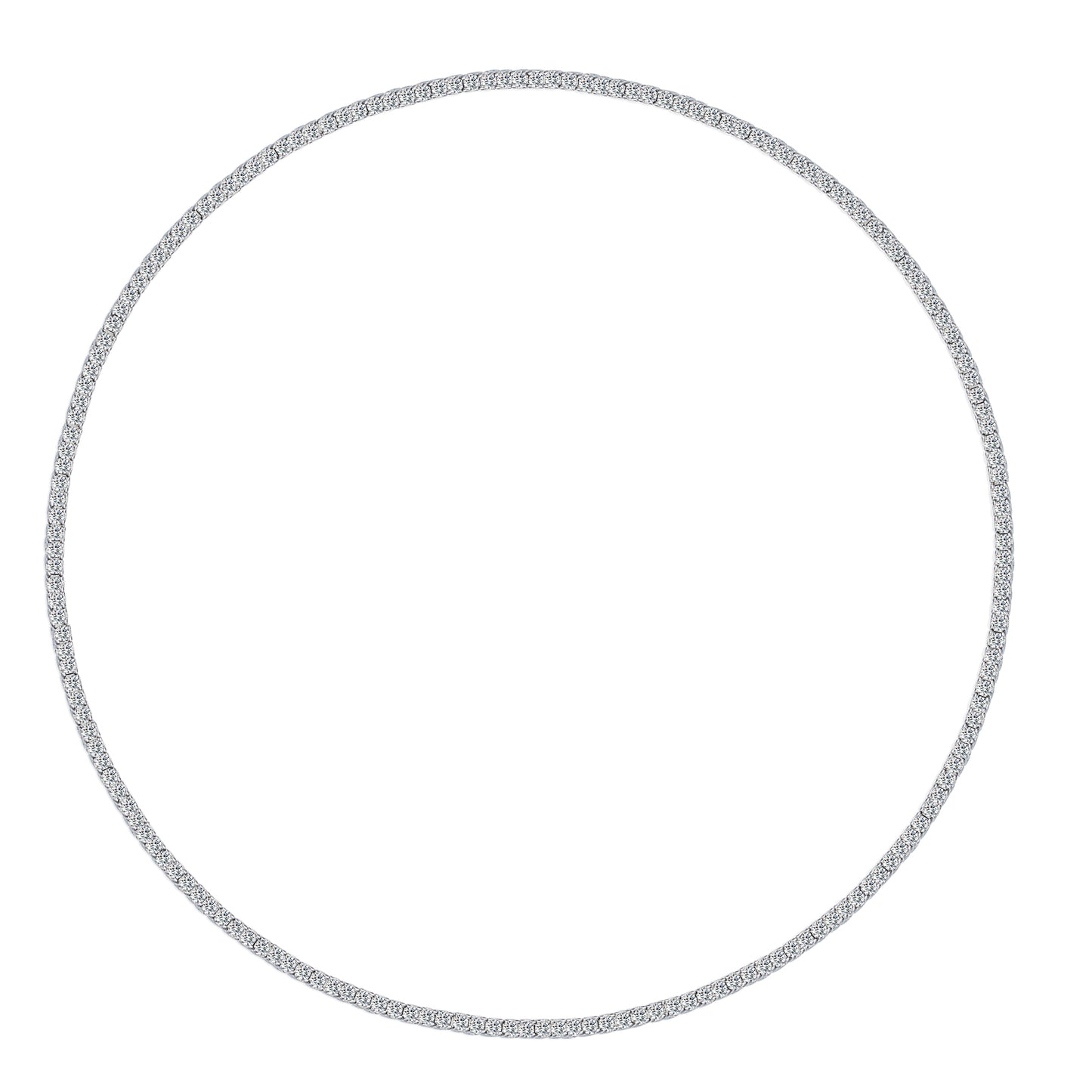 Silver-Tone Tennis Necklace with Round Stones - View 6 - Smonu