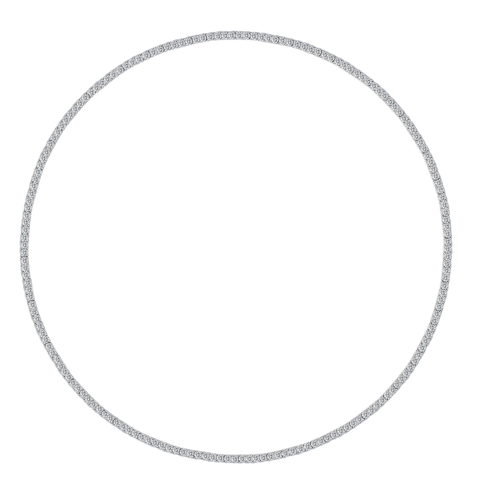 Silver-Tone Tennis Necklace with Round Stones - View 6 - Smonu