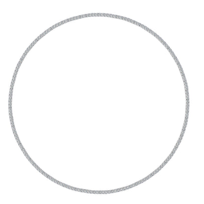 Silver-Tone Tennis Necklace with Round Stones - View 6 - Smonu