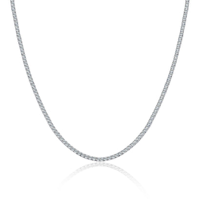 Silver-Tone Tennis Necklace with Round Stones - View 5 - Smonu