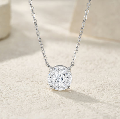 Silver-Tone Minimalist Necklace with Round Pendant - View 8 - Smonu