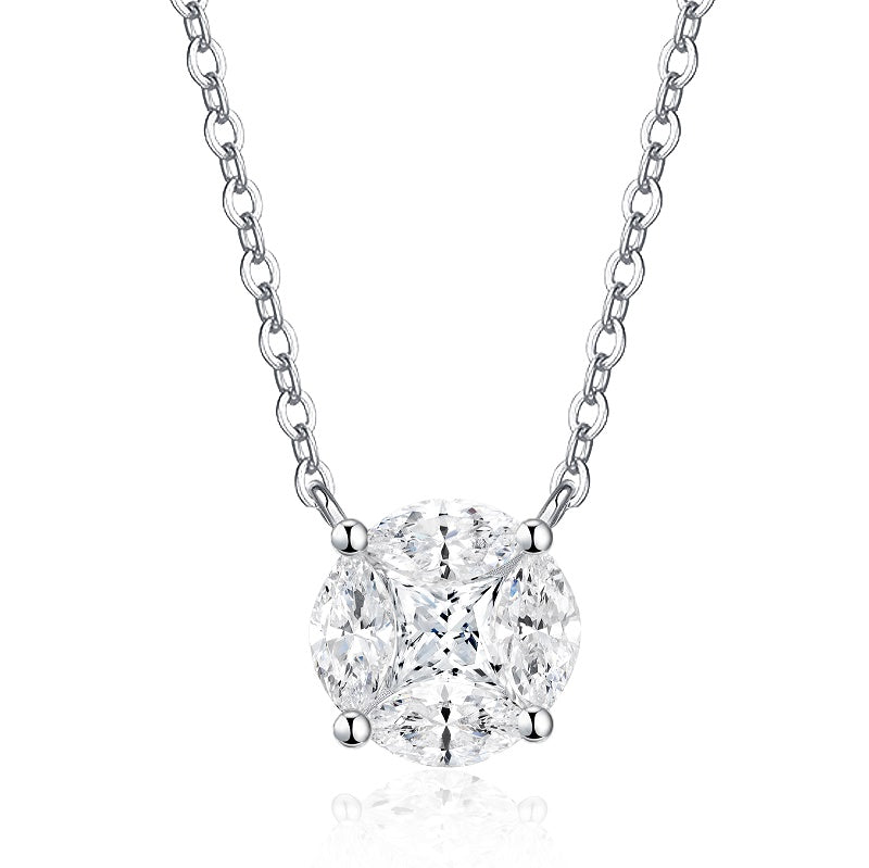 Silver-Tone Minimalist Necklace with Round Pendant - View 11 - Smonu