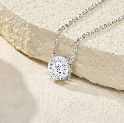 Silver-Tone Minimalist Necklace with Round Pendant - View 12 - Smonu