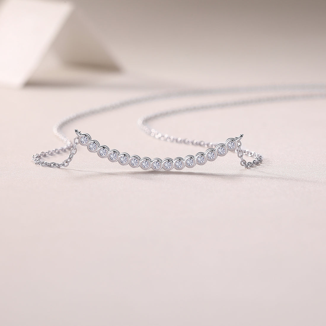 Silver Bezel Moissanite Pendant Necklace
