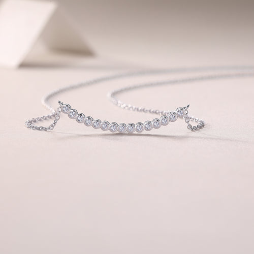Silver Bezel Moissanite Pendant Necklace
