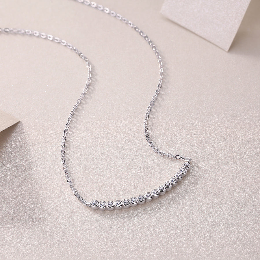 Silver Bezel Moissanite Pendant Necklace