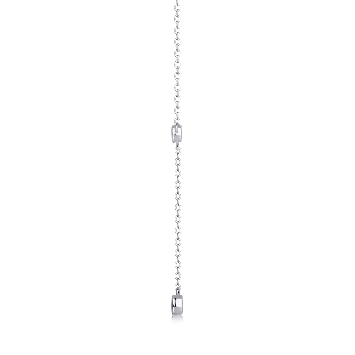 Silver-Tone Lariat Necklace with Round Stones - View 2 - Smonu