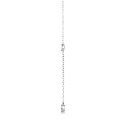 Silver-Tone Lariat Necklace with Round Stones - View 2 - Smonu