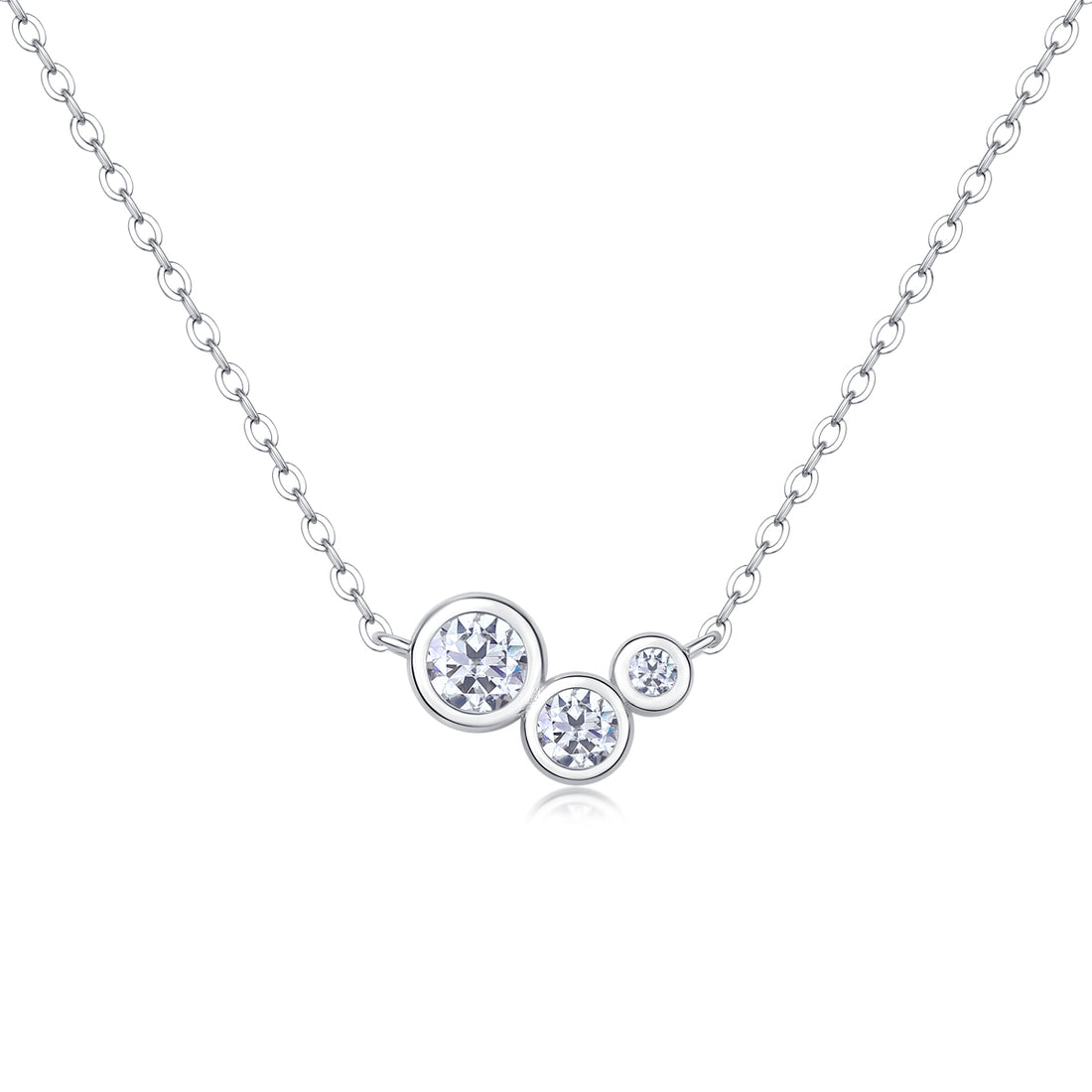 Silver-Tone Moissanite Cluster Pendant Necklace