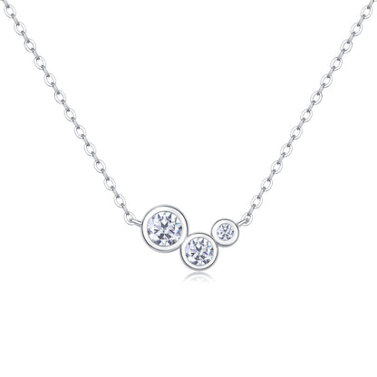 Silver-Tone Bezel Setting Necklace - View 1 - Smonu