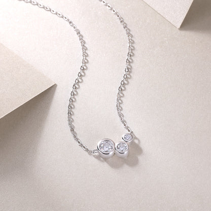 Silver-Tone Bezel Setting Necklace - View 3 - Smonu