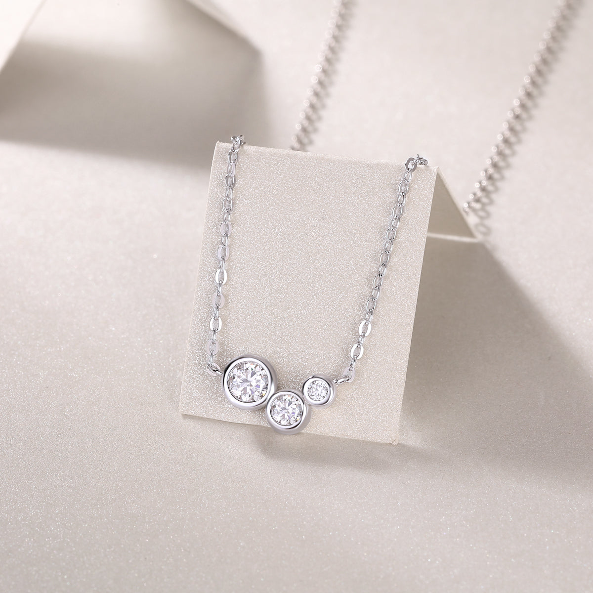 Silver-Tone Bezel Setting Necklace - View 4 - Smonu