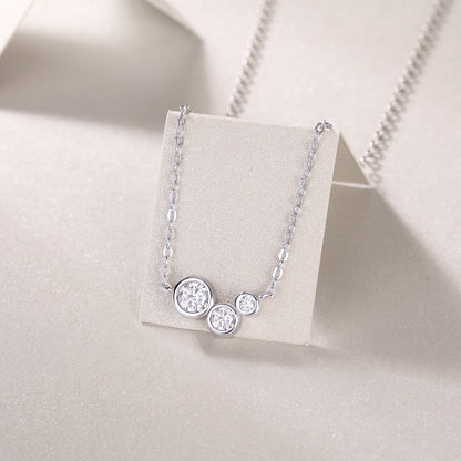 Silver-Tone Bezel Setting Necklace - View 4 - Smonu