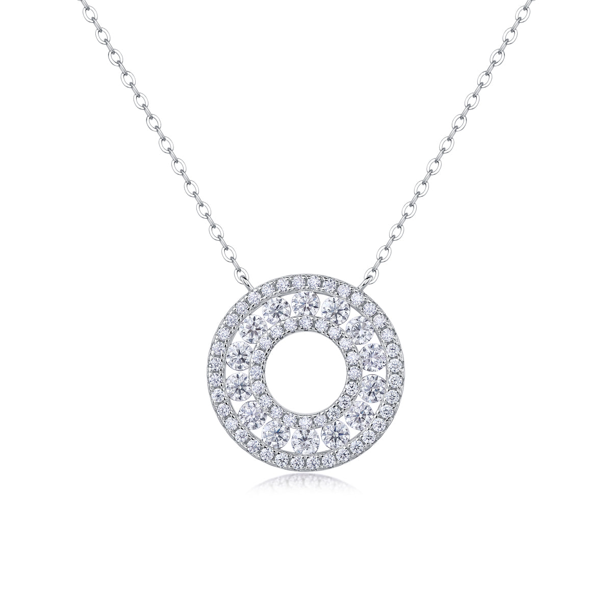 Silver-Tone Pavé Stone Necklace - View 1 - Smonu