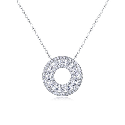 Silver-Tone Pavé Stone Necklace - View 1 - Smonu