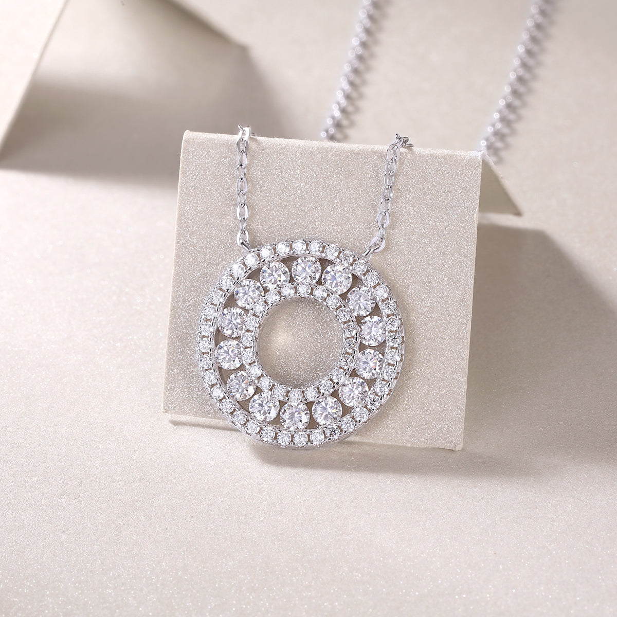 Silver-Tone Pavé Stone Necklace - View 3 - Smonu