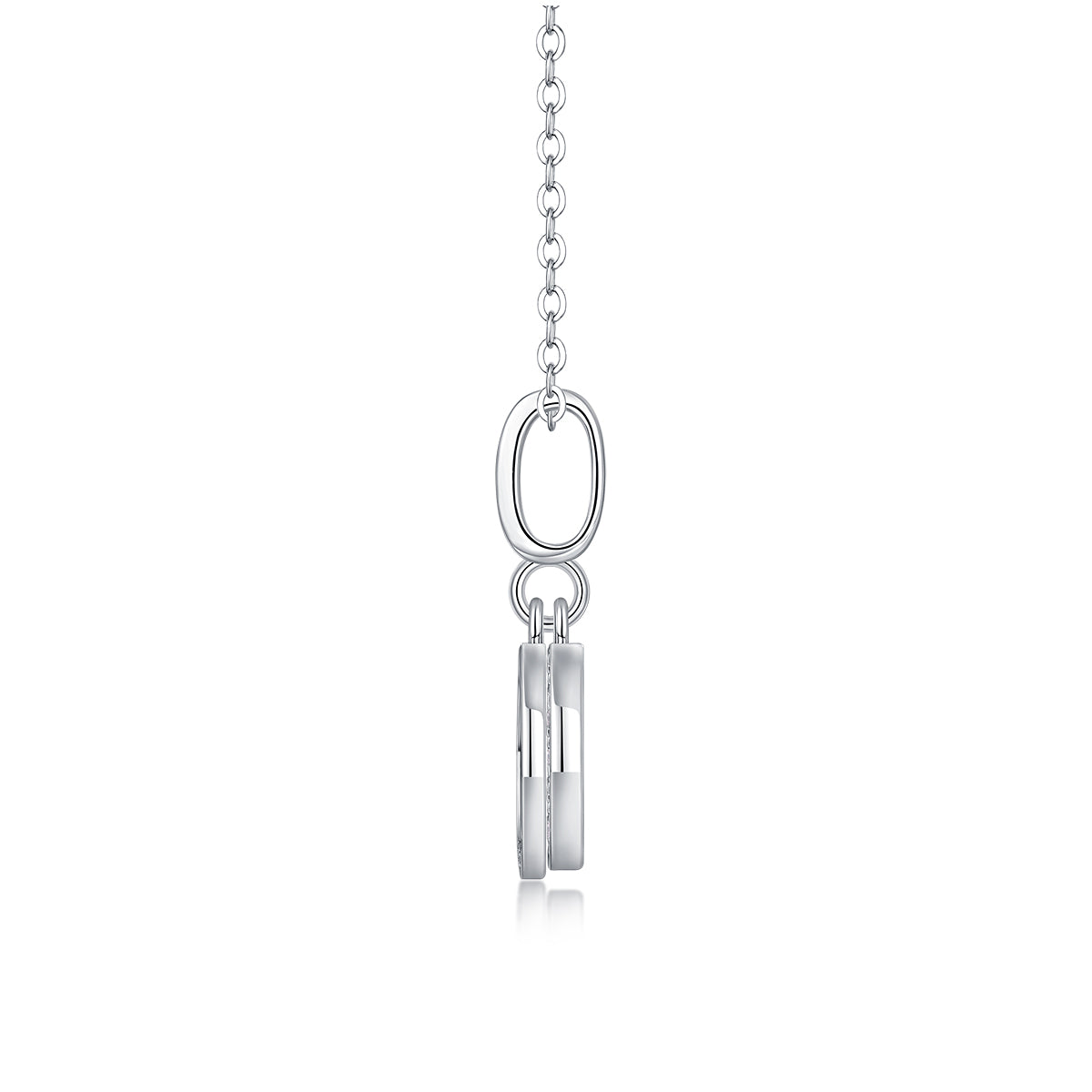 Silver-Tone Circular Halo Pendant Necklace - View 3 - Smonu