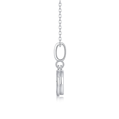Silver-Tone Circular Halo Pendant Necklace - View 3 - Smonu